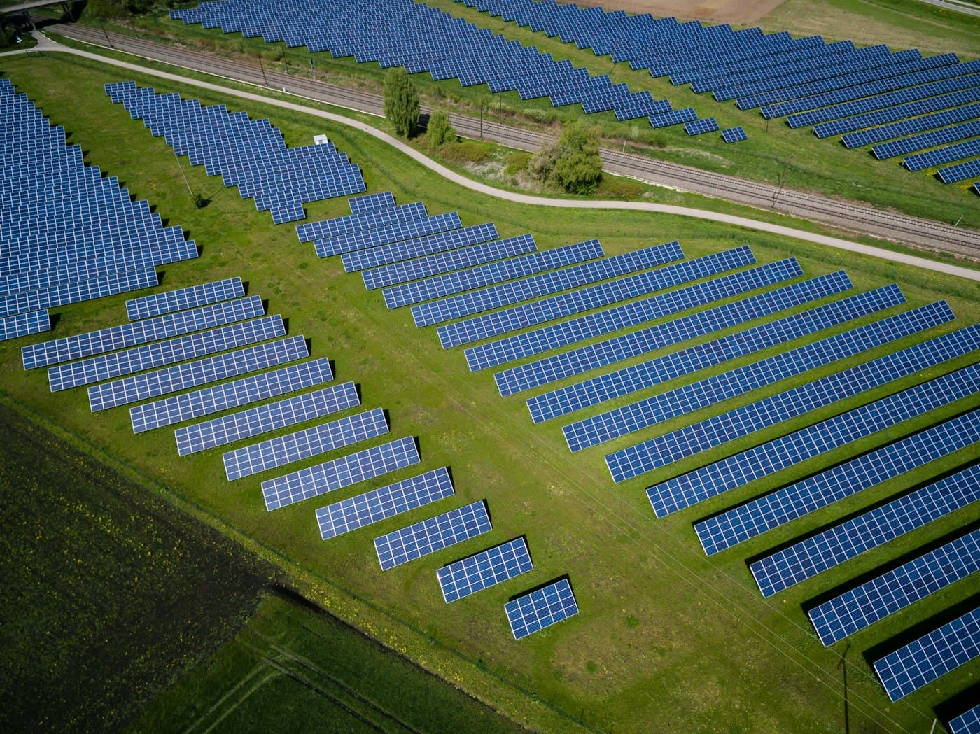 Aerial view of a solar power plant
